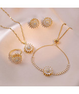 Beautiful Fashionable Sunflower Necklace Ring Bracelet Charm Women Jewel... - $373.12 MXN