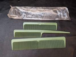 Lot of 3 Stanley Home Hair Comb USA Green Plastic Wide Tooth Rat Tail NEW - £25.49 GBP