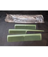 Lot of 3 Stanley Home Hair Comb USA Green Plastic Wide Tooth Rat Tail NEW - £26.32 GBP