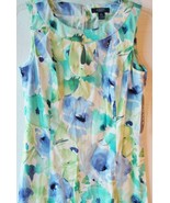Chaps by Ralph Lauren Sz 8 Keyhole Floral Sateen Watercolor Sheath Dress - £55.78 GBP