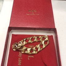 Vintage KJL Brushed Gold Tone Runway Statement Bracelet Original Box Dust Bag - £35.30 GBP