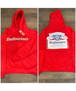 NWT Budweiser Bud Classic Logo Red Sweatshirt Hoodie ~ Men&#39;s Size Small  - $33.61