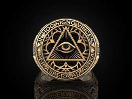 In Hoc Signo Vinces Ring, Men&#39;s Silver Jewelry, Masonic Signet Ring - £189.29 GBP