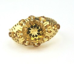 NEW Unique 4.16 ct Yellow Citrine Ring REAL SOLID 14 K Gold 5.5 g Size 7.25 - £274.84 GBP