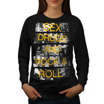 Wellcoda Sex Drugs Rock Roll Womens Sweatshirt, Free Casual Pullover Jumper - £23.30 GBP+