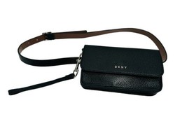 Genuine DKNY Belt Waist Bag Fanny Black M/L Leather Wristlet Wallet Case - £15.51 GBP