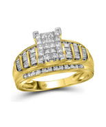 14kt Yellow Gold Princess Diamond Cluster Bridal Wedding Engagement Ring... - £853.72 GBP