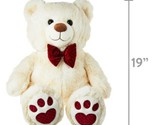 Large Teddy Bear Plush Velvet Cream 26” Soft Stuffed Animal Toy Bow Gift - £24.05 GBP
