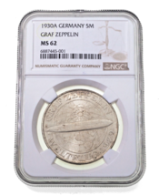 1930 Germany 5 Mark Graf Zeppelin Flight Graded by NGC as MS-62, KM 68 - $771.75