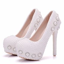 Crystal Queen  Handmade Bridal Shoes Woman Dress Fashion Wedding Dress Party Wom - £61.76 GBP