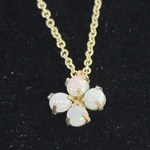 Vintage Krementz 4 Opal Pendant Necklace Gold Tone Chain 15&quot; Length - $33.76