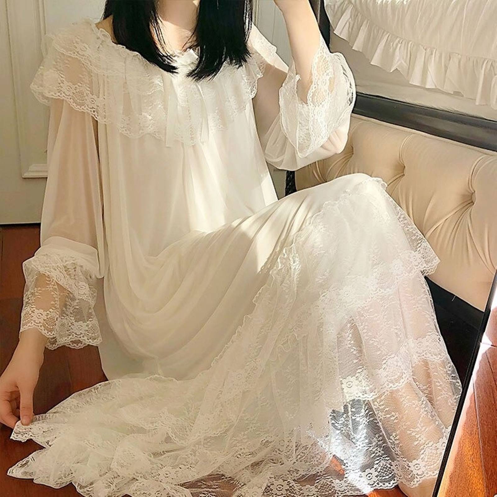 Cotton Victorian Nightgown| Comfortable white cotton nightgown| Victorian Nightg