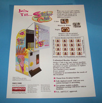 Sticker Club 1996 ORIGINAL NOS Arcade Vending Machine FLYER Vintage Retro - £12.35 GBP