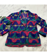 David Wayne Womens Vintage 90s Southwest Print Fleece Blazer Jacket Size XL - $719.50 MXN