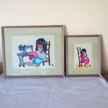Lot 2 Ettore &quot;Ted&quot; DeGrazia Framed Needlepoint Art Native Children Girl ... - £59.35 GBP