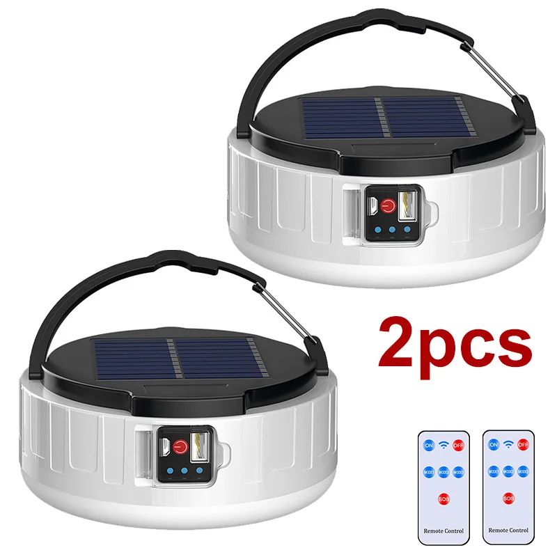 1500W Solar LED Tent Lamp Remote USB Rechargeable Bulb For Outdoor Camping Light - £61.88 GBP