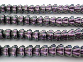 25 8 mm Czech Glass Bell Flower Beads: Polychrome - Orchid Aqua - £2.79 GBP