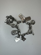 MK Michael Kors Charms Bracelet Bangle Womens Jewelry Accessory Silver Tone Key - £17.92 GBP
