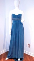 BCBG Blue EVENT Evening GOWN Long DRESS Beaded M FREE SHIPPING - $296.97