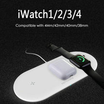 Black 3 in 1 Wireless Fast Charging Dock Station For iPhone Apple Watch ... - $18.61