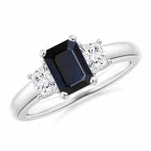 ANGARA Blue Sapphire and Diamond Three Stone Ring for Women in 14K Solid Gold - £1,427.00 GBP