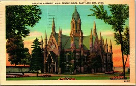 Assembly Hall Temple Block Salt Lake City Utah UT Linen Postcard O12 - £3.12 GBP