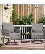 3-Piece Grey Wicker Patio Furniture Set: Rattan Swivel Chairs, Coffee Table - $4,593.63 MXN