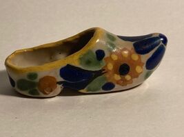 Vintage Hand Made Clay Colorful Miniature Clog Slipper Shoe Floral Desig... - €6,17 EUR