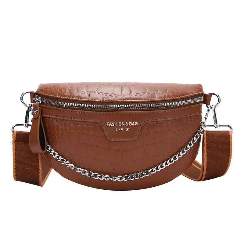 On girl waist bag luxury leather fanny pack and handbag designer chain female belt bags thumb200