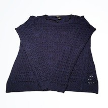 DKNY Crochet Knit Blue and Black Sweater Size M - $22.80