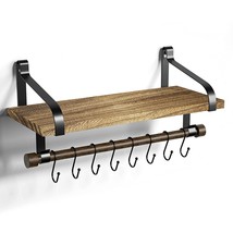 Floating Shelf Wall Shelf For Storage Rustic Wood Kitchen Spice Rack With Towel  - £31.16 GBP