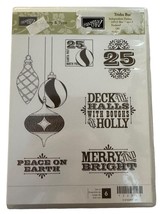 Stampin Up Clear Mount Rubber Stamp Set Christmas Merry and Type Ornaments Peace - £15.97 GBP