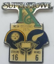Vintage Starline Super Bowl 9 IX Pin 1975 Steelers 16 Rams 6 - £11.35 GBP