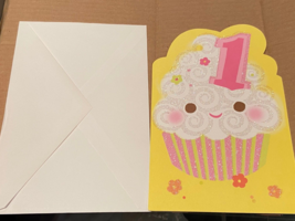 American Greeting Girl&#39;s 1st Birthday Card w/White Envelope *NEW* d1 - £5.58 GBP
