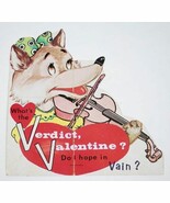VINTAGE VALENTINE CARD WOLF VIOLIN WHATS VERDICT DO I HOPE IN VAIN 1960s - €3,43 EUR
