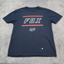 Fox Racing Shirt Mens L Blue Crew Neck Pullover Cap Sleeve Graphic Print Top - £15.55 GBP