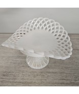 FENTON White Milk Glass Lace Lattice Open Banana Bowl Stand - $60.50 CAD