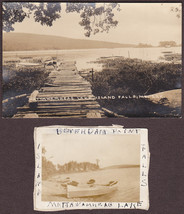 Island Falls, ME Pre-1920 RPPC Mattawamkeag Lake Dock &amp; Boats + Snapshot - £15.53 GBP