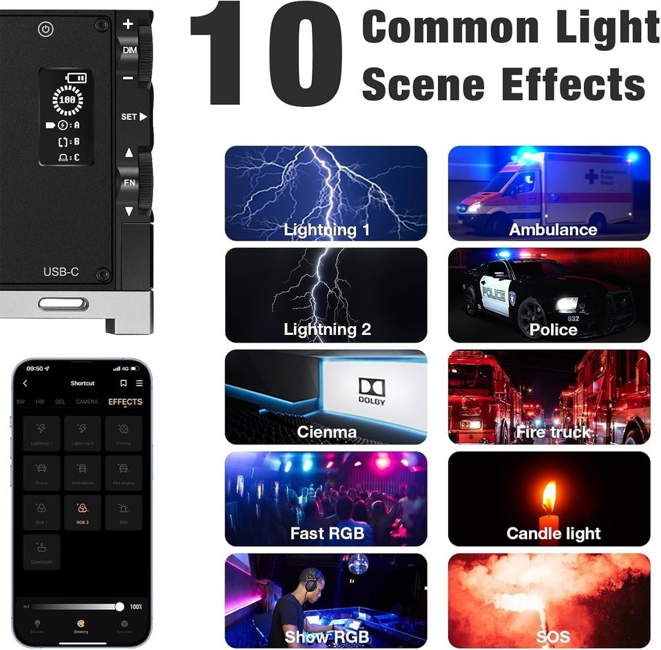 Professional G1s RGB Video Light - Strong 210min Battery & Color Temp 2500-8500K Item image 6