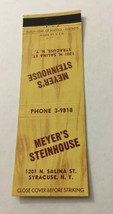 Vintage Matchbook Cover Matchcover Meyer’s Steinhouse Syracuse NY Unstruck - £3.36 GBP