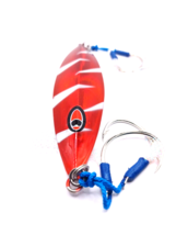 Fish Candy Slow Pitch  Jig Lure RED WHITE Striped 250g Glows deep DARKWATER - £11.80 GBP