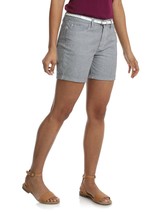 Lee Riders Women&#39;s Mid Rise Cuff Shorts Size 6 Blue Stripe With Belt New - £16.09 GBP