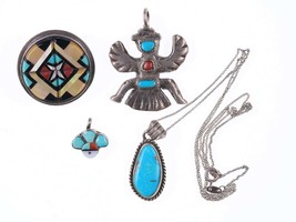 Vintage Zuni and Navajo Sterling and stone pendants - £146.75 GBP