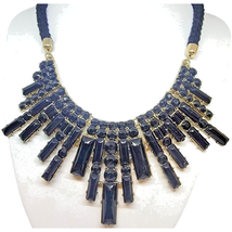 Vintage Starburst Black Necklace Statement Style Acrylic Beads Braided R... - $8.94