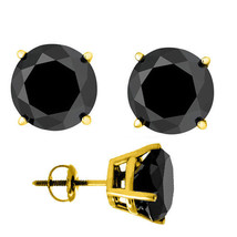 0.80 ctw Black Diamond 14k Solid Yellow Gold Stud Earrings Screw Back - £88.19 GBP
