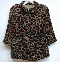 Topshop Women&#39;s Sheer Pullover Size 4 Top 3/4 Sleeve Leopard Print Black and Red - £9.61 GBP