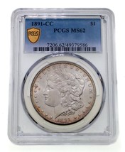 1891-CC $1 Silver Morgan Dollar Graded by PCGS as MS-62 - £623.82 GBP