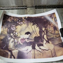 Vintage Snow White Well Birds Seven Dwarves Art of Disney Print Poster Gouache - £27.20 GBP