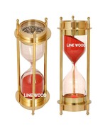 7 Inch Antique Nautical Brass Sand Timer Hourglass With Both Side Compas... - £46.59 GBP