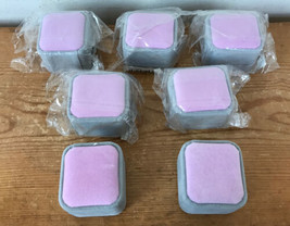 Set Lot 7 New TheDisplayGuys Pink Gray Plush Velvet Ring Jewelry Boxes H... - $49.99